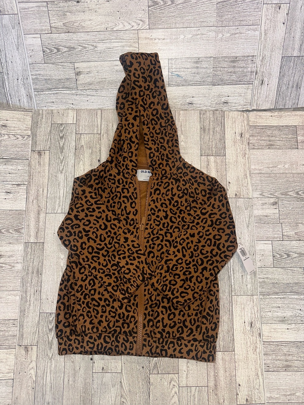 Old Navy Kids Brown Leopard-Print Hooded Jacket size 3T